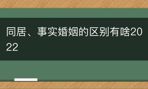 同居、事实婚姻的区别有啥2022