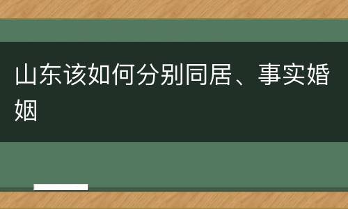 山东该如何分别同居、事实婚姻