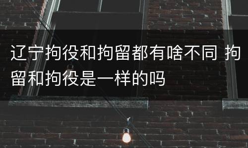 辽宁拘役和拘留都有啥不同 拘留和拘役是一样的吗