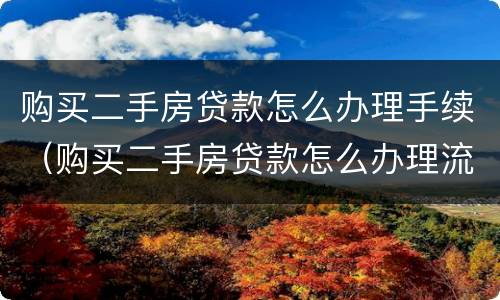购买二手房贷款怎么办理手续（购买二手房贷款怎么办理流程）