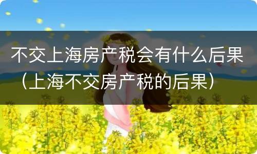 不交上海房产税会有什么后果（上海不交房产税的后果）
