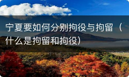 宁夏要如何分别拘役与拘留（什么是拘留和拘役）
