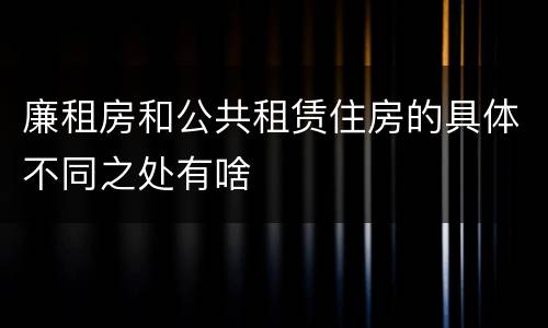 廉租房和公共租赁住房的具体不同之处有啥