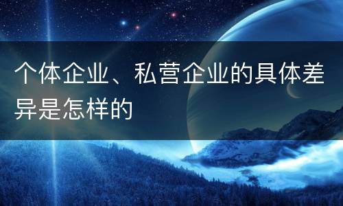 个体企业、私营企业的具体差异是怎样的