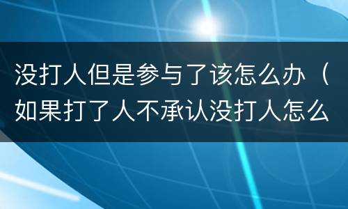 没打人但是参与了该怎么办（如果打了人不承认没打人怎么办呢）