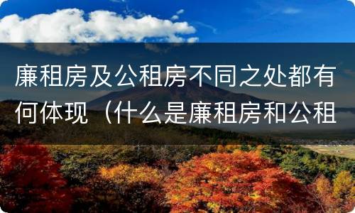廉租房及公租房不同之处都有何体现（什么是廉租房和公租房两个有什么特点）