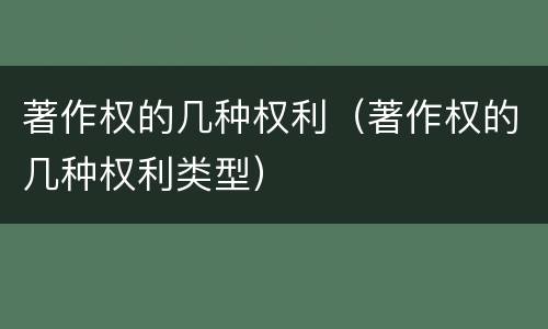 著作权的几种权利（著作权的几种权利类型）