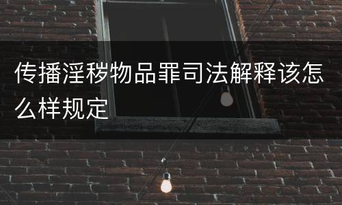 传播淫秽物品罪司法解释该怎么样规定
