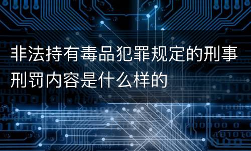 非法持有毒品犯罪规定的刑事刑罚内容是什么样的