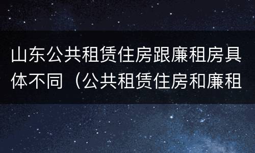 山东公共租赁住房跟廉租房具体不同（公共租赁住房和廉租住房的区别）