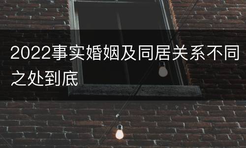 2022事实婚姻及同居关系不同之处到底