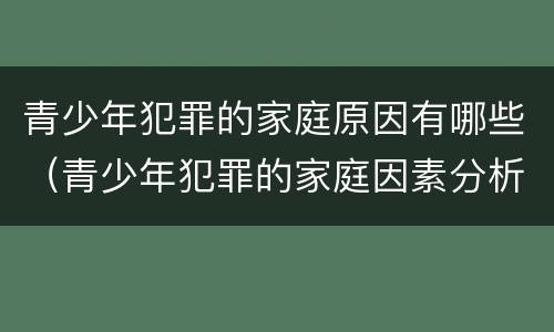 青少年犯罪的家庭原因有哪些（青少年犯罪的家庭因素分析）
