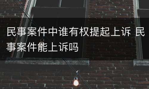 民事案件中谁有权提起上诉 民事案件能上诉吗