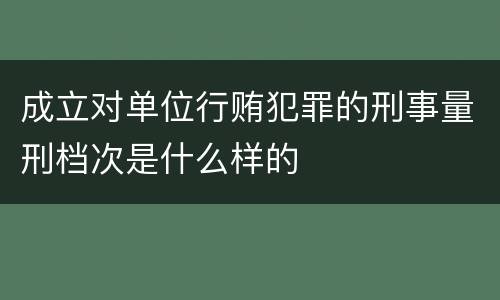 成立对单位行贿犯罪的刑事量刑档次是什么样的