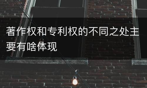 著作权和专利权的不同之处主要有啥体现