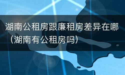 湖南公租房跟廉租房差异在哪（湖南有公租房吗）