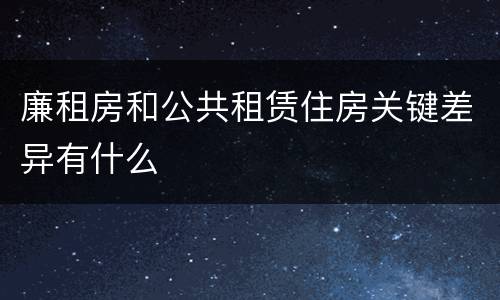 廉租房和公共租赁住房关键差异有什么