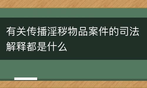 有关传播淫秽物品案件的司法解释都是什么