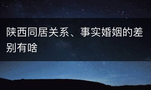 陕西同居关系、事实婚姻的差别有啥
