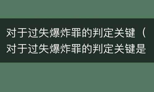 对于过失爆炸罪的判定关键（对于过失爆炸罪的判定关键是什么）