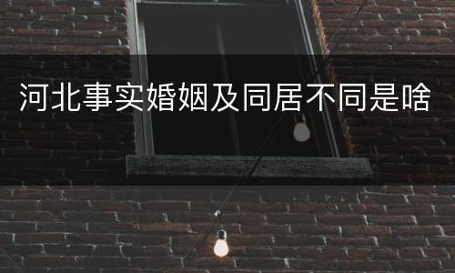 河北事实婚姻及同居不同是啥
