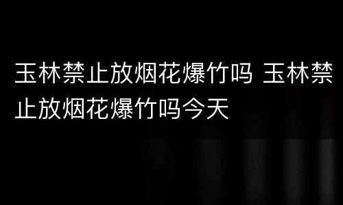 玉林禁止放烟花爆竹吗 玉林禁止放烟花爆竹吗今天