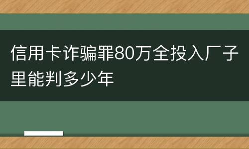 信用卡诈骗罪80万全投入厂子里能判多少年