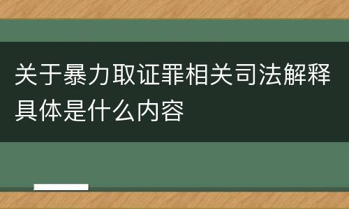 关于暴力取证罪相关司法解释具体是什么内容