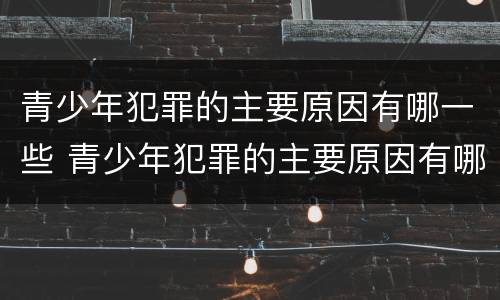 青少年犯罪的主要原因有哪一些 青少年犯罪的主要原因有哪一些呢