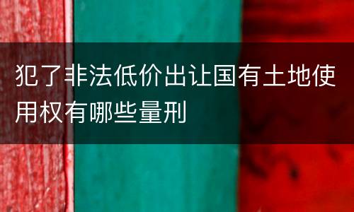 犯了非法低价出让国有土地使用权有哪些量刑