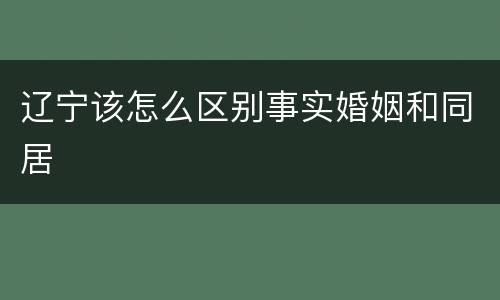 辽宁该怎么区别事实婚姻和同居