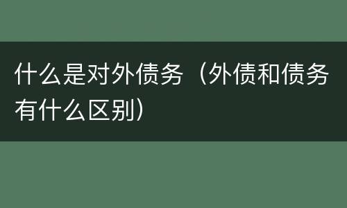 什么是对外债务（外债和债务有什么区别）