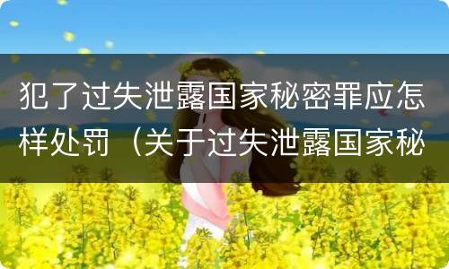犯了过失泄露国家秘密罪应怎样处罚（关于过失泄露国家秘密罪立案标准）