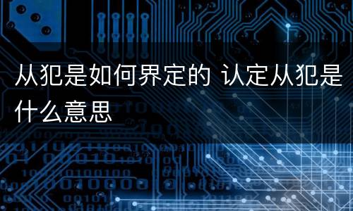 从犯是如何界定的 认定从犯是什么意思