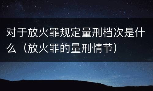 对于放火罪规定量刑档次是什么（放火罪的量刑情节）