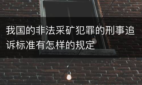 我国的非法采矿犯罪的刑事追诉标准有怎样的规定