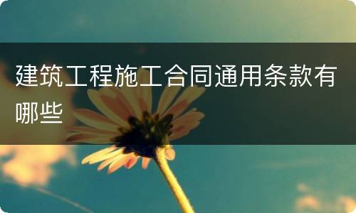 建筑工程施工合同通用条款有哪些