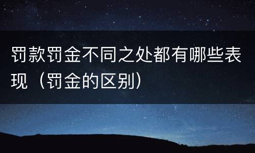 罚款罚金不同之处都有哪些表现（罚金的区别）