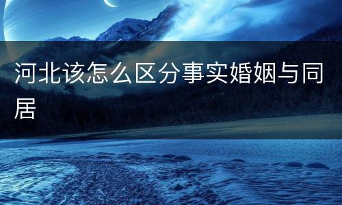 河北该怎么区分事实婚姻与同居