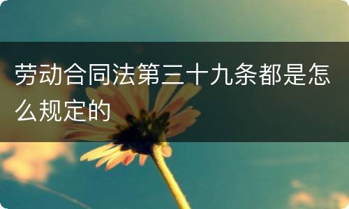劳动合同法第三十九条都是怎么规定的