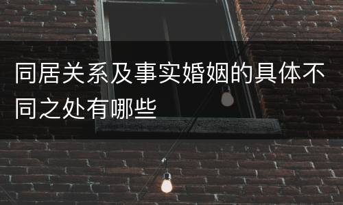 同居关系及事实婚姻的具体不同之处有哪些