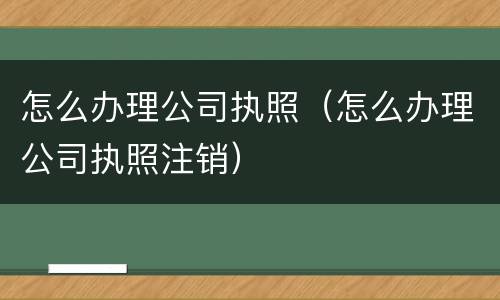 怎么办理公司执照（怎么办理公司执照注销）