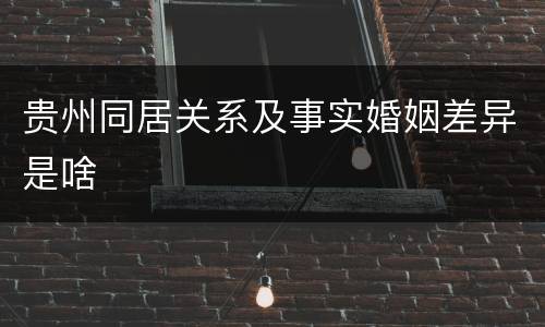 贵州同居关系及事实婚姻差异是啥