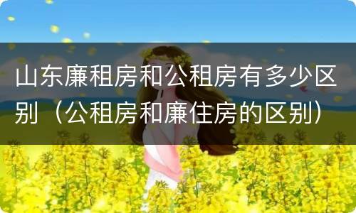 山东廉租房和公租房有多少区别（公租房和廉住房的区别）