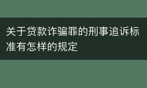关于贷款诈骗罪的刑事追诉标准有怎样的规定