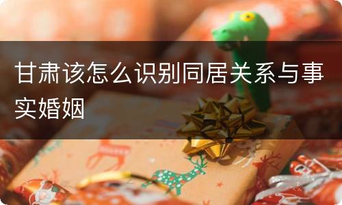 甘肃该怎么识别同居关系与事实婚姻