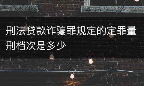 刑法贷款诈骗罪规定的定罪量刑档次是多少