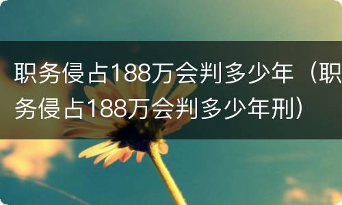 职务侵占188万会判多少年（职务侵占188万会判多少年刑）