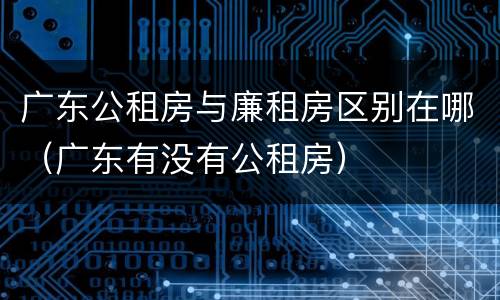 广东公租房与廉租房区别在哪（广东有没有公租房）