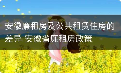 安徽廉租房及公共租赁住房的差异 安徽省廉租房政策